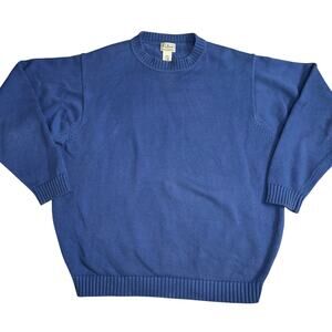 Vintage L.L bean knit crew neck blue cotton sweater men's size XL 90s